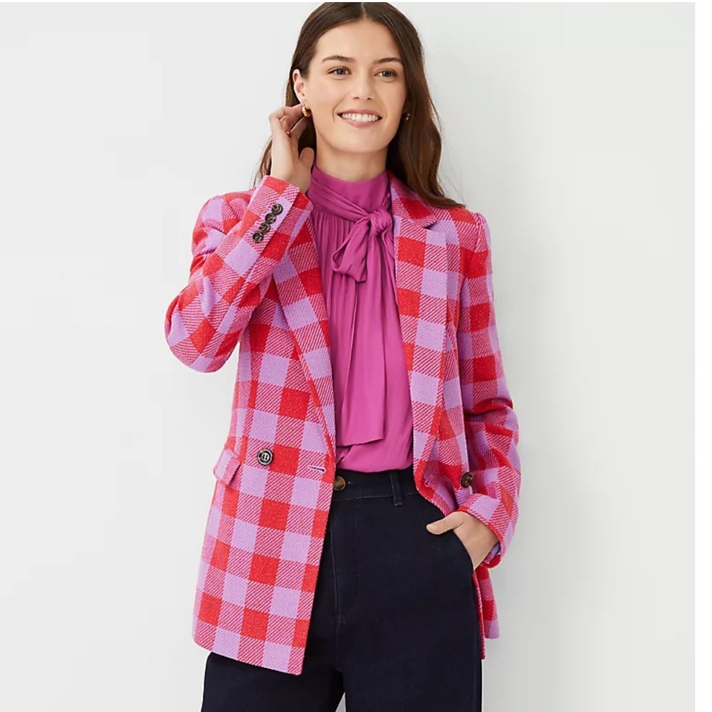 Ann Taylor Pink Plaid Blazer